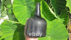 English Colonial Black Glass Wine Bottle from 1720-1740