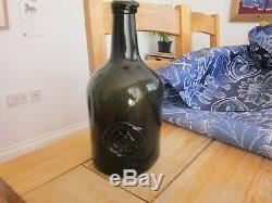 English Squat Cylinder R A Cox Kington 1809 English Black Glass Wine Bottle
