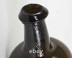 English Transitional Mallet Black Glass Bottle Circa 1760