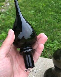 Estate -HUGE Black Genie MidCentury Modern Glass Vase Decanter Bottle Blenko