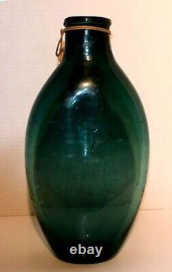Ex Rare Giant Circa 1800 Emerald Green Spanish Blown Glass Flask