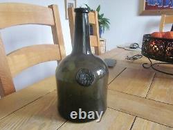 Excellent Condition I. P. S 1773 Dated Black Glass Squat Cylinder Wine Bottle