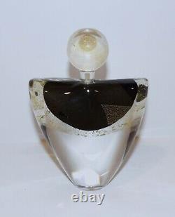 Exquisite Signed 2001 Art Glass Gold Aventurine Black Purple 5 Perfume Bottle