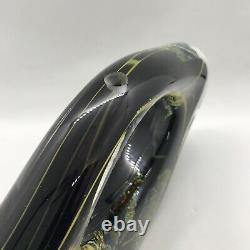 FAB! 2004 Black Art Glass w Gold Flakes Perfume Bottle Sculpture Signed