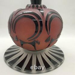 FAB! Raabe & Fellerman Black Cut to Red Cameo Art Glass Perfume Bottle Signed