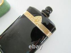 FULL VINTAGE CARON NUIT de NOEL SEALED BLACK GLASS PERFUME BOTTLE & TASSEL CASE