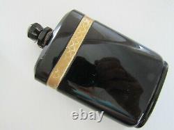 FULL VINTAGE CARON NUIT de NOEL SEALED BLACK GLASS PERFUME BOTTLE & TASSEL CASE