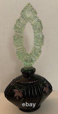 Fenton Black Perfume Bottle Signed And Stopper