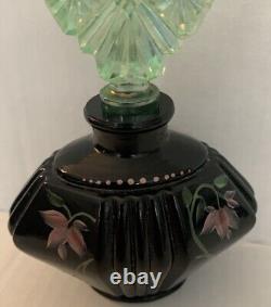 Fenton Black Perfume Bottle Signed And Stopper