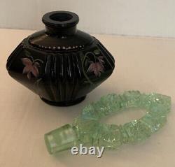 Fenton Black Perfume Bottle Signed And Stopper