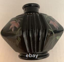 Fenton Black Perfume Bottle Signed And Stopper