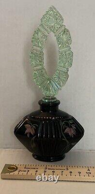 Fenton Black Perfume Bottle Signed And Stopper