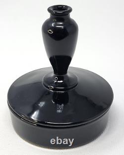 Fostoria Black Amethyst Glass Perfume Bottle / Jar / Box Art Deco RARE