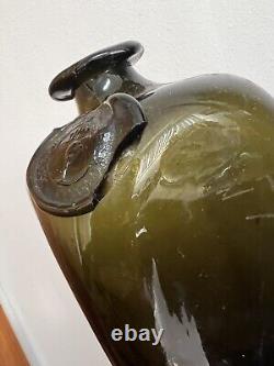 Found In Hawaii Black glass Olive Green Palmboom C Meyer Schiedam Gin Bottle