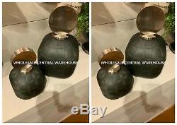 Four Etched Charcoal Black Art Glass Decorative Accent Vases Bottles Modern Top