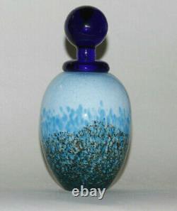 Franco Moretti Rare Glass Perfume Bottle Vintage Signed Blue Black Murano