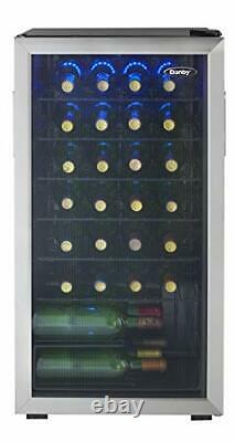 Free Standing Wine Cooler Single Zone Fridge With Glass Door Holds 36 Bottles