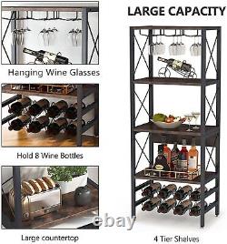 Freestanding 8 Bottle Wine Rack, Open Wine Storage Display Shelves for Home Bar