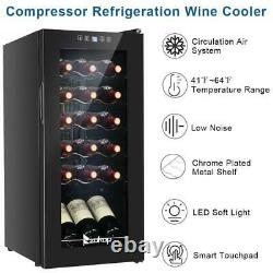 Freestanding Compact Wine Cooler Fridge 18 Bottle Capacity Digital Glass Door