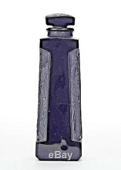 French Art Deco Tall Four-Sided Black Glass Perfume Bottle (AMBRE D'ORSAY)