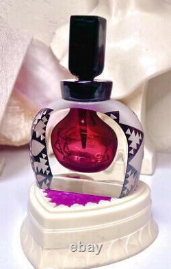 GORGEOUS Correia Ltd. Ed. #212/500 Etched Red & Black Art Glass Perfume Bottle