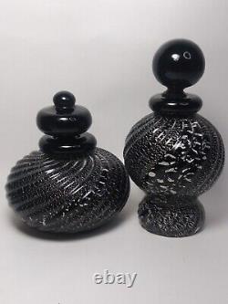 Gambaro & Poggi Murano Italian Glass Perfume Bottle Black Silver inclusions
