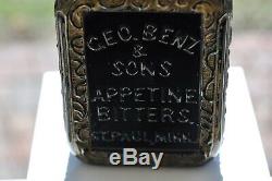 Geo. Benz & Sons Appetine Bitters St. Paul Minn. Black Glass (amethyst)