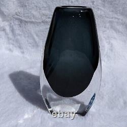Glass Art Orrefors Nils Landberg Sommerso Smoke Dusk Dark Gray Glass Bud Vase