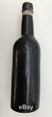 Gold Rush Pontiled 1850's Aspinwall WBJ Black Glass Antique Bottle