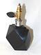 Gorgeous Old Black Glass Perfume Bottle, Art Deco Faceted Shape