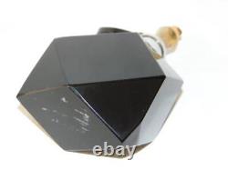 Gorgeous Old BLACK Glass PERFUME BOTTLE, ART DECO Faceted Shape