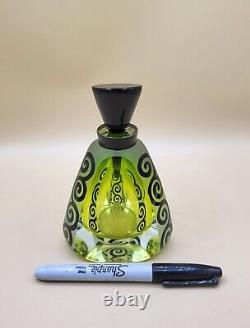 Green with Black Art Glass Perfume Bottle by Steven Correia