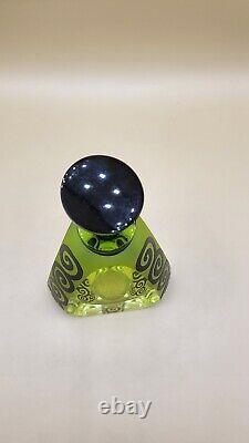 Green with Black Art Glass Perfume Bottle by Steven Correia
