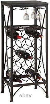 HOME BAR BLACK METAL WINE BOTTLE AND GLASS RACK by Monarch