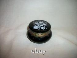 HP Bohemian Moser Black Glass Vanity Box Perfume Atomizer Bronze Mounts Antique