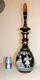 Huge Vintage Black Amethyst Enameled Mary Gregory Glass Liquor Decanter Bottle
