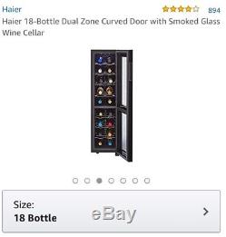Haier 18-Bottle Dual Zone Curved Door with Smoked Glass Wine Cellar / Wine Fridg