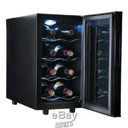 Haier 8 Bottle Wine Cooler Capacity Cellar Black with Smoked Glass Storage