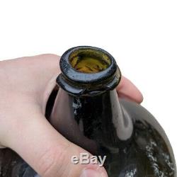 Half Size English Onion Bottle Black Glass ca 1775 Stippled King George pontil