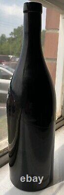 Hand Blown Pontil Bottle Opaque Black Glass 12 tall