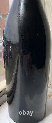 Hand Blown Pontil Bottle Opaque Black Glass 12 tall