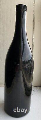 Hand Blown Pontil Bottle Opaque Black Glass 12 tall