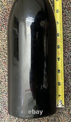 Hand Blown Pontil Bottle Opaque Black Glass 12 tall