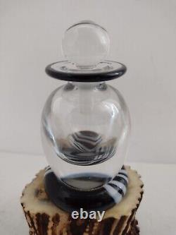 Hand Blown Studio Glass Perfume Bottle, Black And White Swirl Base