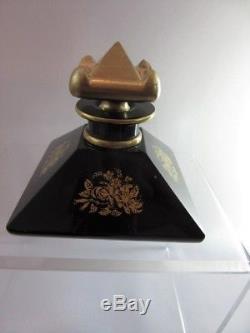 Hattie Carnegie Black Glass and Gilded Inkwell Perfume Bottle