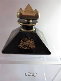 Hattie Carnegie Black Glass and Gilded Inkwell Perfume Bottle
