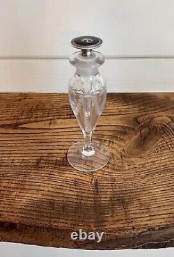 Heisey Cut Glass Perfume Bottle withSterling Silver & Black/Gold Enamel Stopper