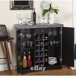 Home Bar Cabinet Wine Bottle Glass Holder Storage Shelf Rack Buffet Sideboard