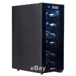 Home Bar Mini 12 Bottle Standing Thermoelectric Wine Cooler Glasses Storage US