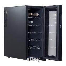 Home Bar Mini 12 Bottle Standing Thermoelectric Wine Cooler Glasses Storage US